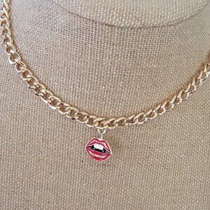 Attic Salt Gold Chain with Lips Parted Charm Pendant